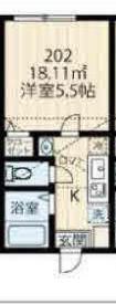 ラフィーネ読売ランド前(1K/2階)の間取り写真