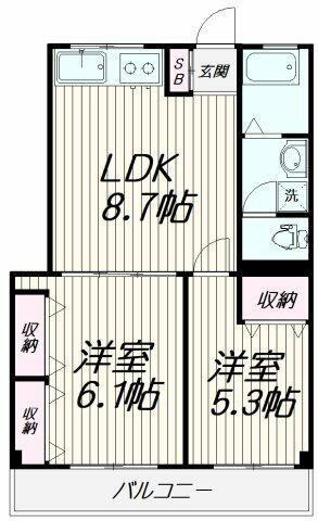 雪が谷メゾンネージュ(2LDK/3階)の間取り写真
