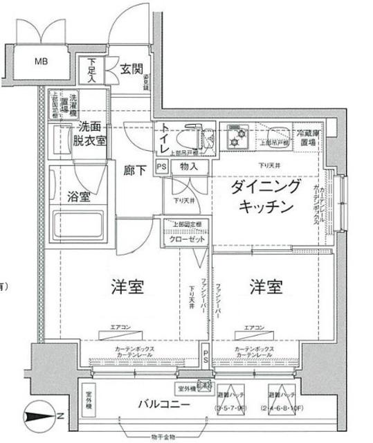 ルフレリバーサイド町屋(2DK/6階)の間取り写真