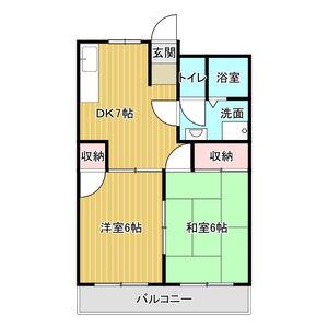 エスポワール辻畑(2DK/2階)の間取り写真