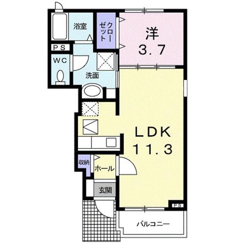 カーシェンバウム(1LDK/1階)の間取り写真