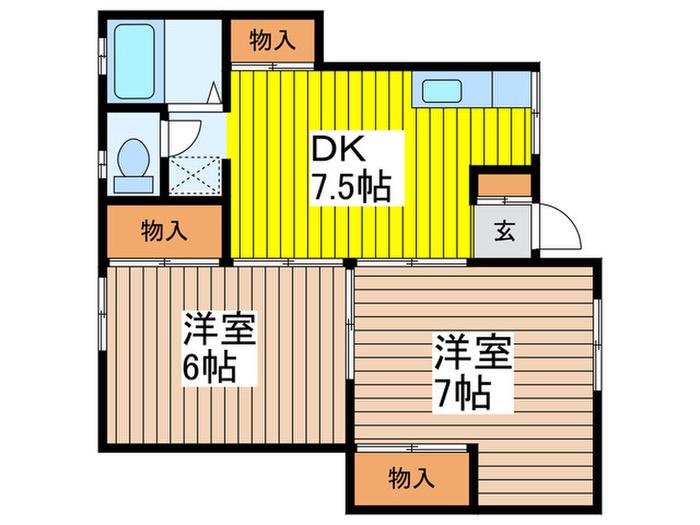 水戸ハイツ(2DK/1階)の間取り写真
