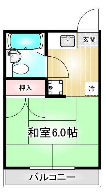 コットンハウス(1DK/1階)の間取り写真