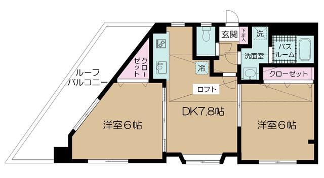 キャスル永福町(2DK/3階)の間取り写真