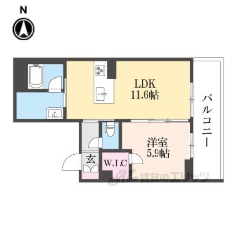 フォレスタ八木(1LDK/3階)の間取り写真