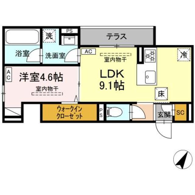 テムズフィオーレ(1LDK/1階)の間取り写真