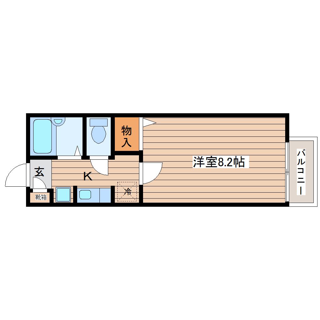 CASA茉莉花I(1K/2階)の間取り写真