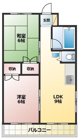 清風マンション(2LDK/2階)の間取り写真