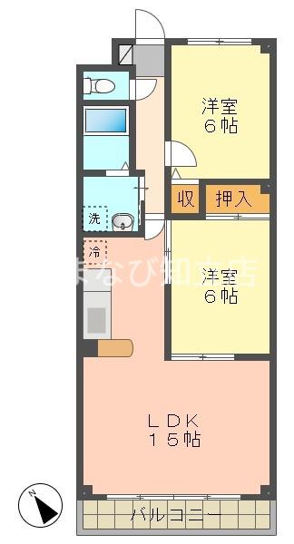 プリミエールTADO(2LDK/4階)の間取り写真