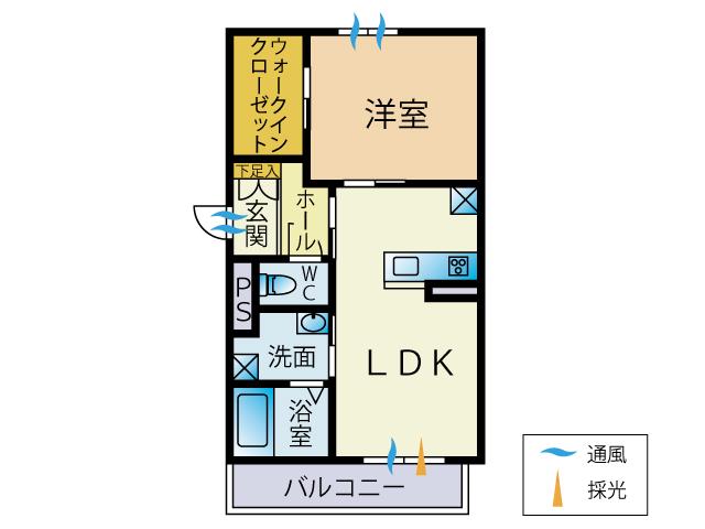 シャーメゾン庵(1LDK/2階)の間取り写真
