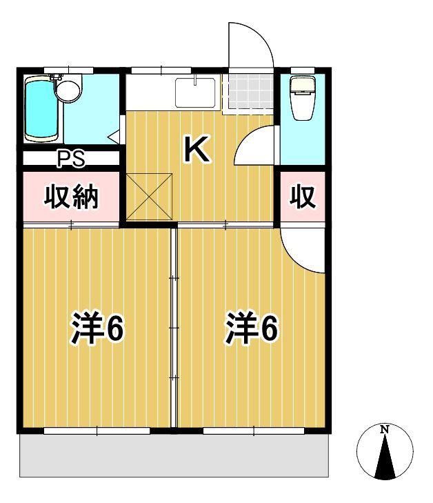 有明荘(2K/2階)の間取り写真
