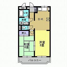 駒西ハイツ I(1LDK/3階)の間取り写真