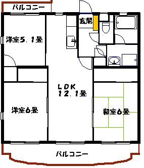 吉本ハイムII(3LDK/3階)の間取り写真
