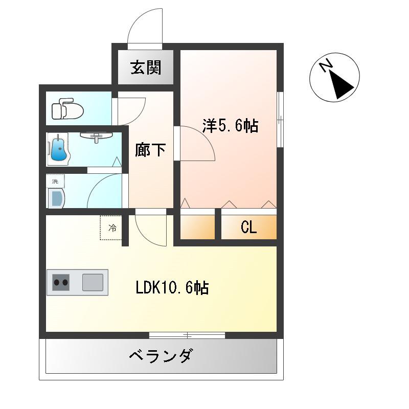 ル・レーヴ(1LDK/1階)の間取り写真
