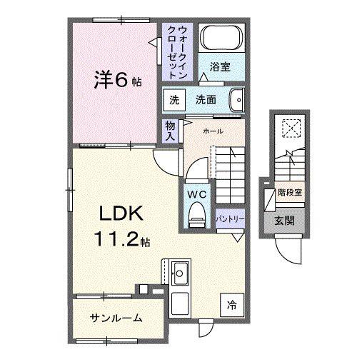 SORA(1LDK/2階)の間取り写真