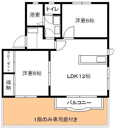 コーポ・ララバイB棟(2LDK/2階)の間取り写真