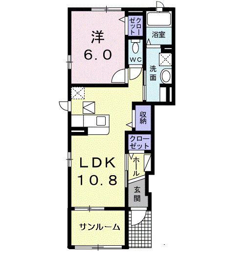 ラニエ・ガーデン(1LDK/1階)の間取り写真