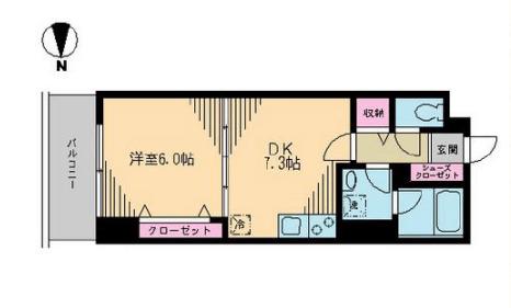 クレドラテース白河(1DK/6階)の間取り写真
