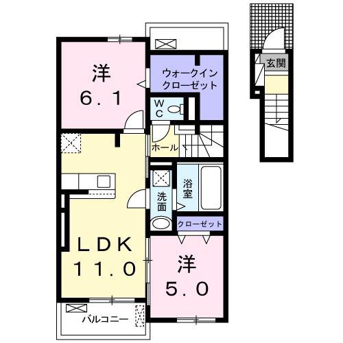 ルーチェ・サウス(2LDK/2階)の間取り写真
