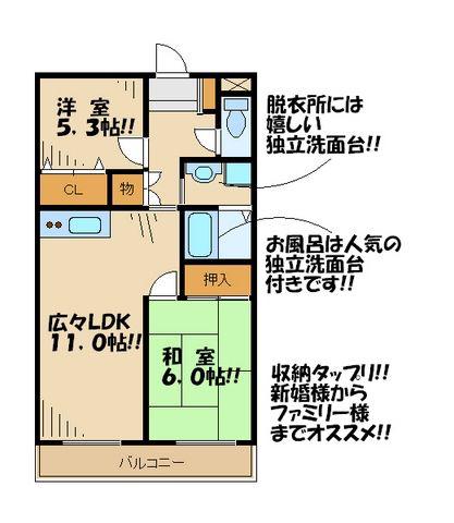 グリーンプレイス(2LDK/1階)の間取り写真