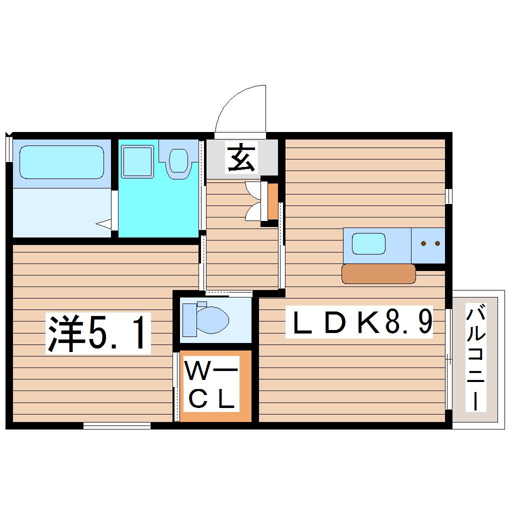 ルミエール(1LDK/2階)の間取り写真