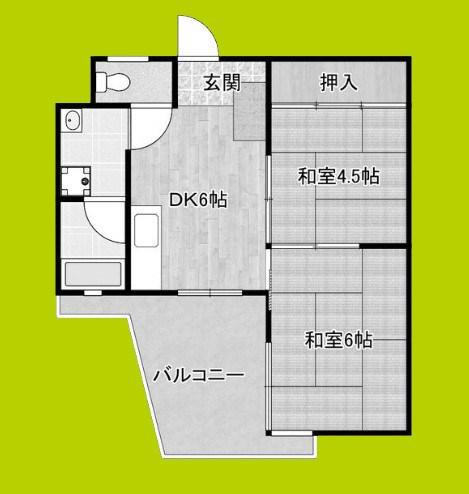ヴィクトリアコート大正(2DK/1階)の間取り写真
