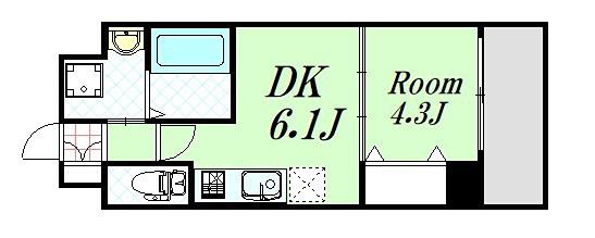 RIDGEガーデン江坂II(1DK/5階)の間取り写真
