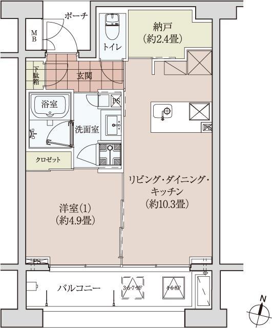 イグレクス(1LDK/7階)の間取り写真