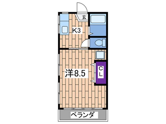 東蒔田ハイツ(1K/2階)の間取り写真