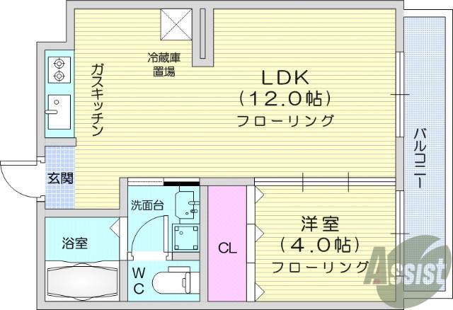 グランデール水の森公園(1LDK/2階)の間取り写真