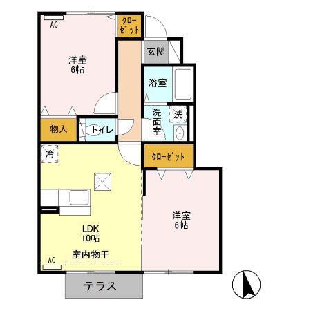 ベルテK(2LDK/1階)の間取り写真