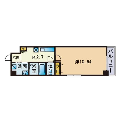 ラピスラズリ桜坂(1K/2階)の間取り写真