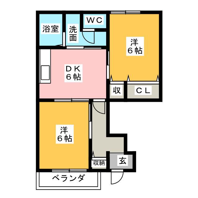 リバティ(2DK/1階)の間取り写真