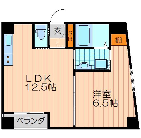 B.DOUGASHIBA(1LDK/6階)の間取り写真