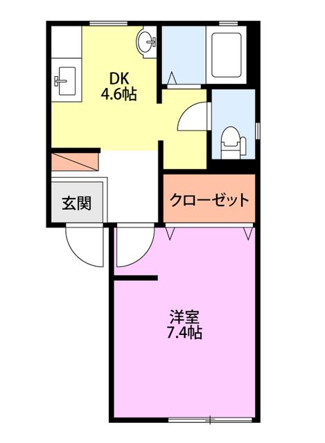 カーサソレーユ(1DK/1階)の間取り写真