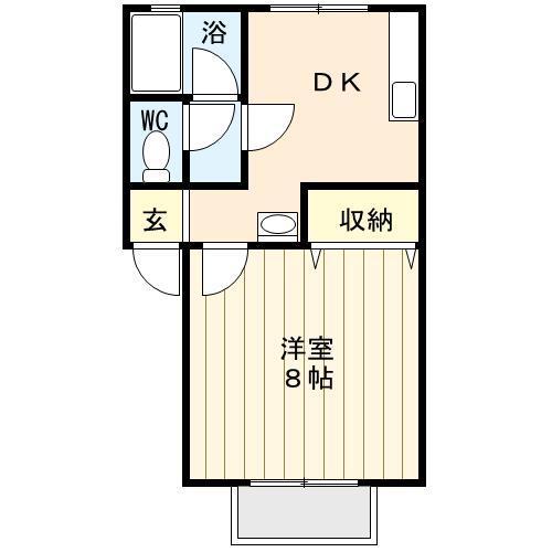 ピノキオC棟(1DK/1階)の間取り写真