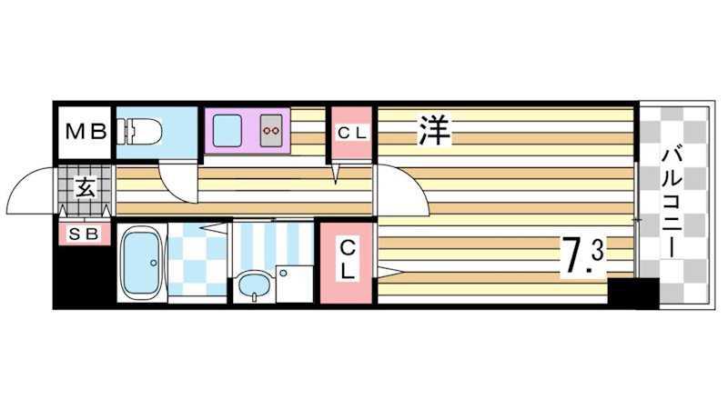 プラチナコート(1K/7階)の間取り写真