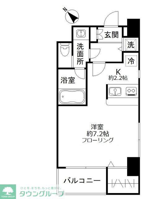 BLOSSOM TSUKUDA(1K/2階)の間取り写真