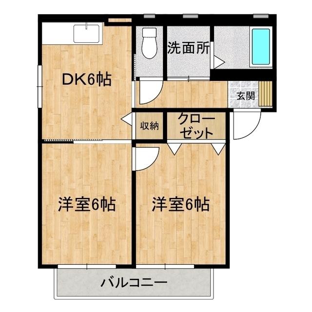 グランシードA(2DK/2階)の間取り写真