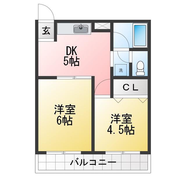 フローレンスマンション(2DK/3階)の間取り写真