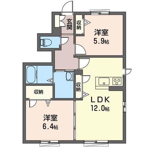 コーポ花水木A(2LDK/1階)の間取り写真