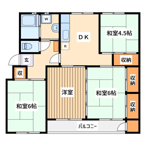 マンション相模原1号館(4DK/2階)の間取り写真