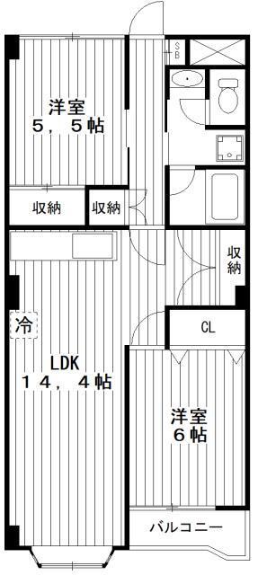 サフランAU(2LDK/3階)の間取り写真