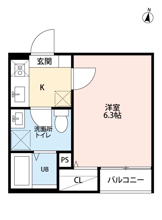 プランドール宮町あ(1K/1階)の間取り写真