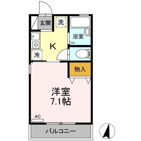 グランセル向井(1K/2階)の間取り写真