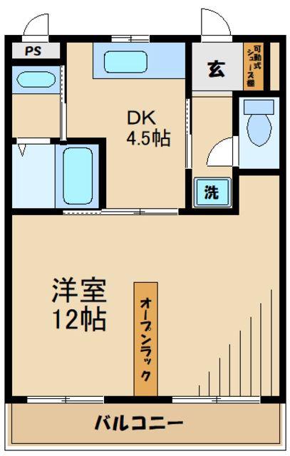 フェリス宮前平II(1DK/1階)の間取り写真