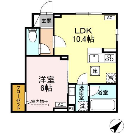 D-ROOM K&Y(1LDK/1階)の間取り写真