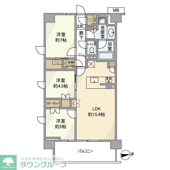 ザ・パークハウス横浜川和町テラス(3LDK/6階)の間取り写真