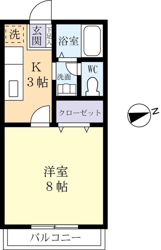 カーサモンテ(1K/2階)の間取り写真
