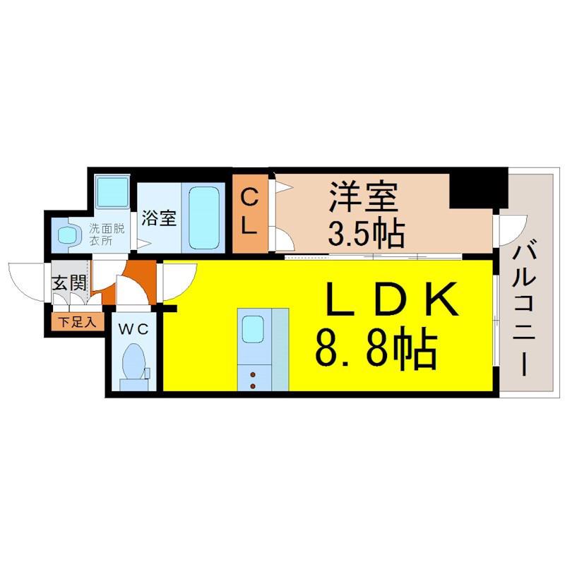 ファステート東別院シュプール(1LDK/10階)の間取り写真